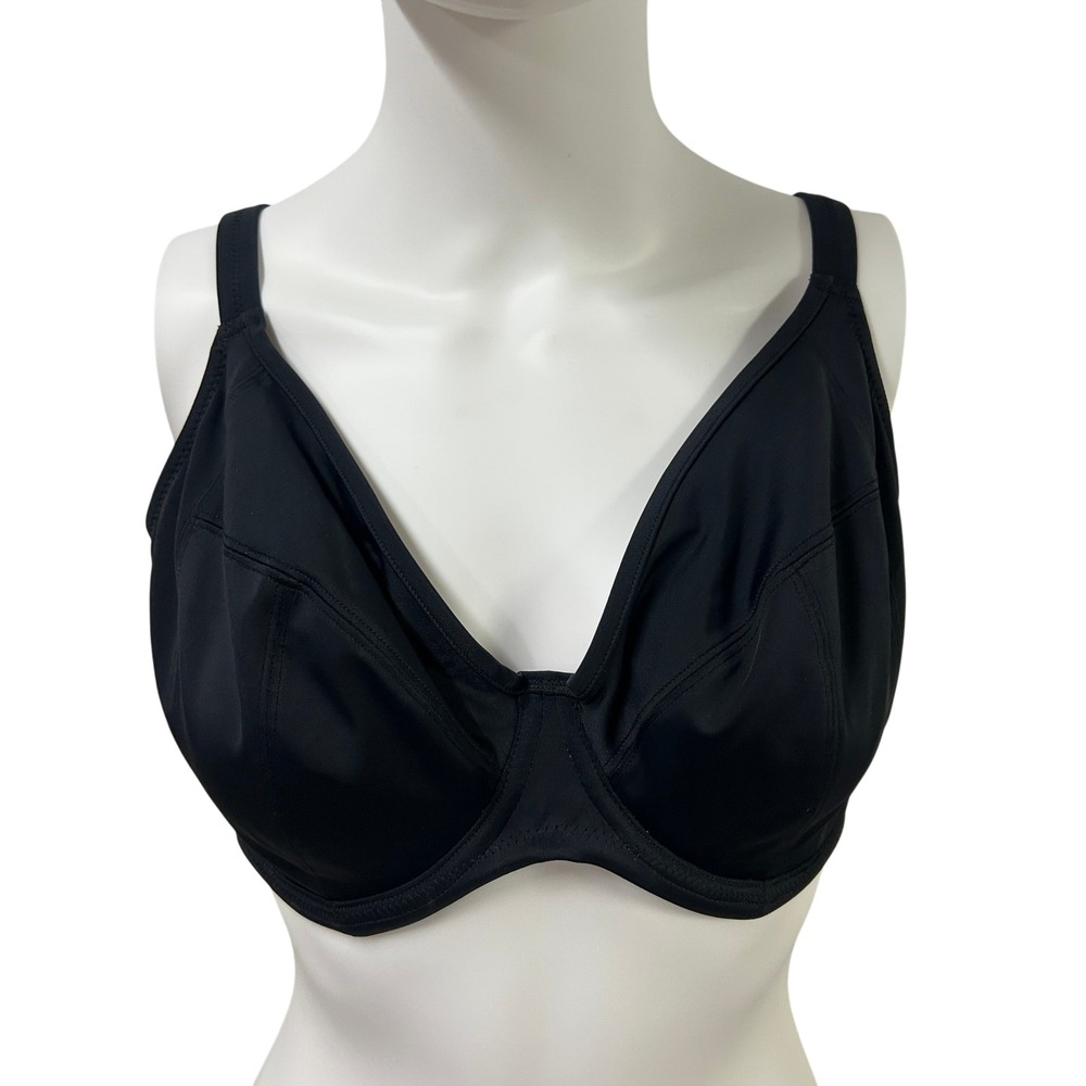 Elomi Essentials Underwire Plunge Bikini Top 36H Black Minimalist Supportive